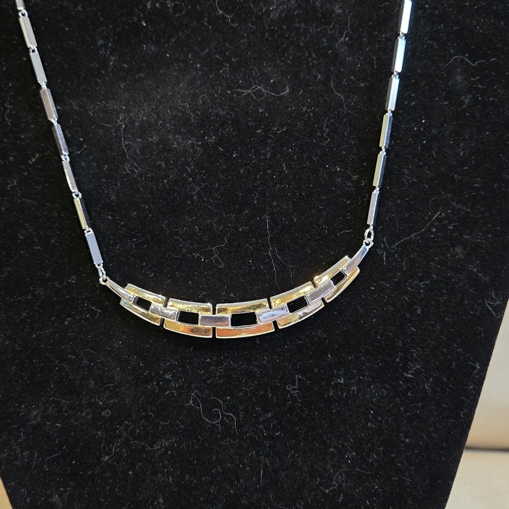 Trifari Silver Tone Geometric Link Necklace